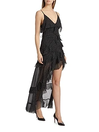 Laverne Polka Dot Ruffled Maxi Dress