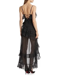 Laverne Polka Dot Ruffled Maxi Dress