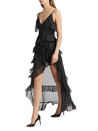 Laverne Polka Dot Ruffled Maxi Dress