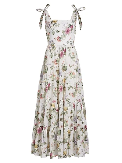 Monnie Floral Tie-Strap Maxi Dress