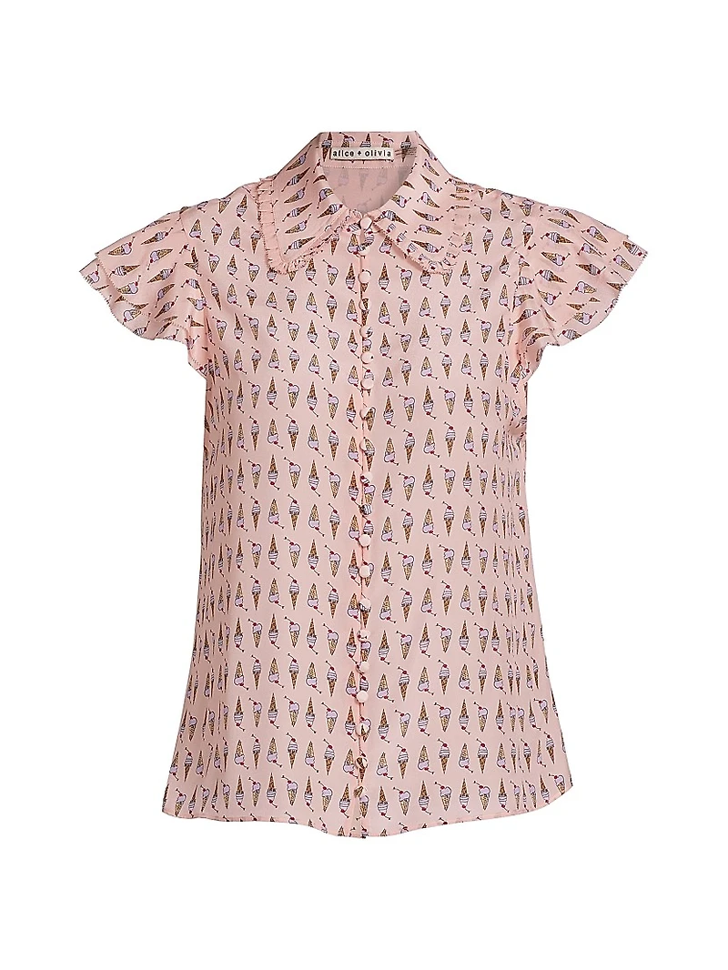 Martel Ice Cream-Print Silk Blouse