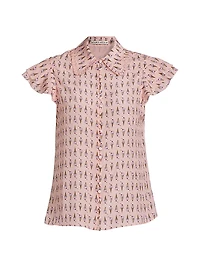 Martel Ice Cream-Print Silk Blouse