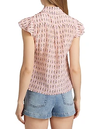 Martel Ice Cream-Print Silk Blouse