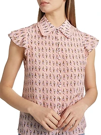 Martel Ice Cream-Print Silk Blouse