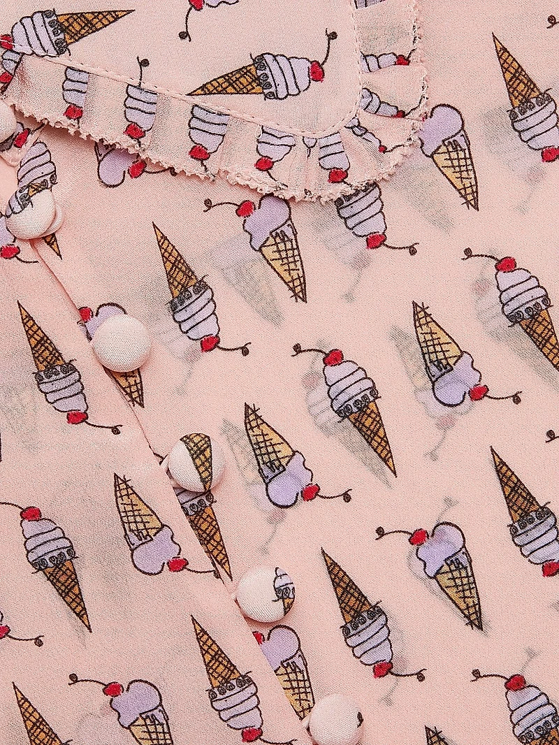 Martel Ice Cream-Print Silk Blouse