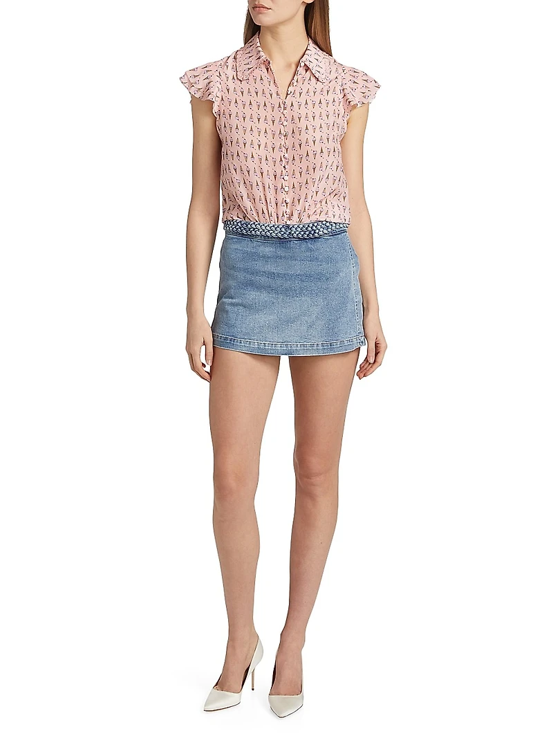 Martel Ice Cream-Print Silk Blouse