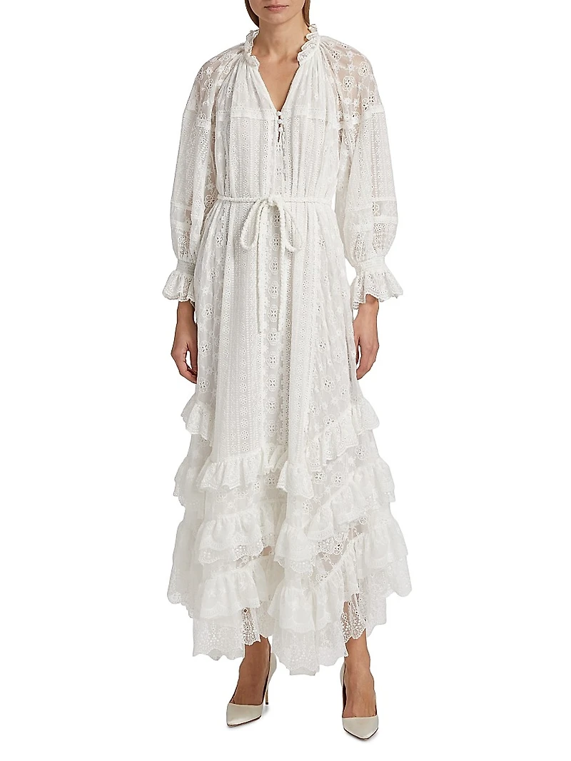 Alycen Eyelet Ruffle Maxi Dress