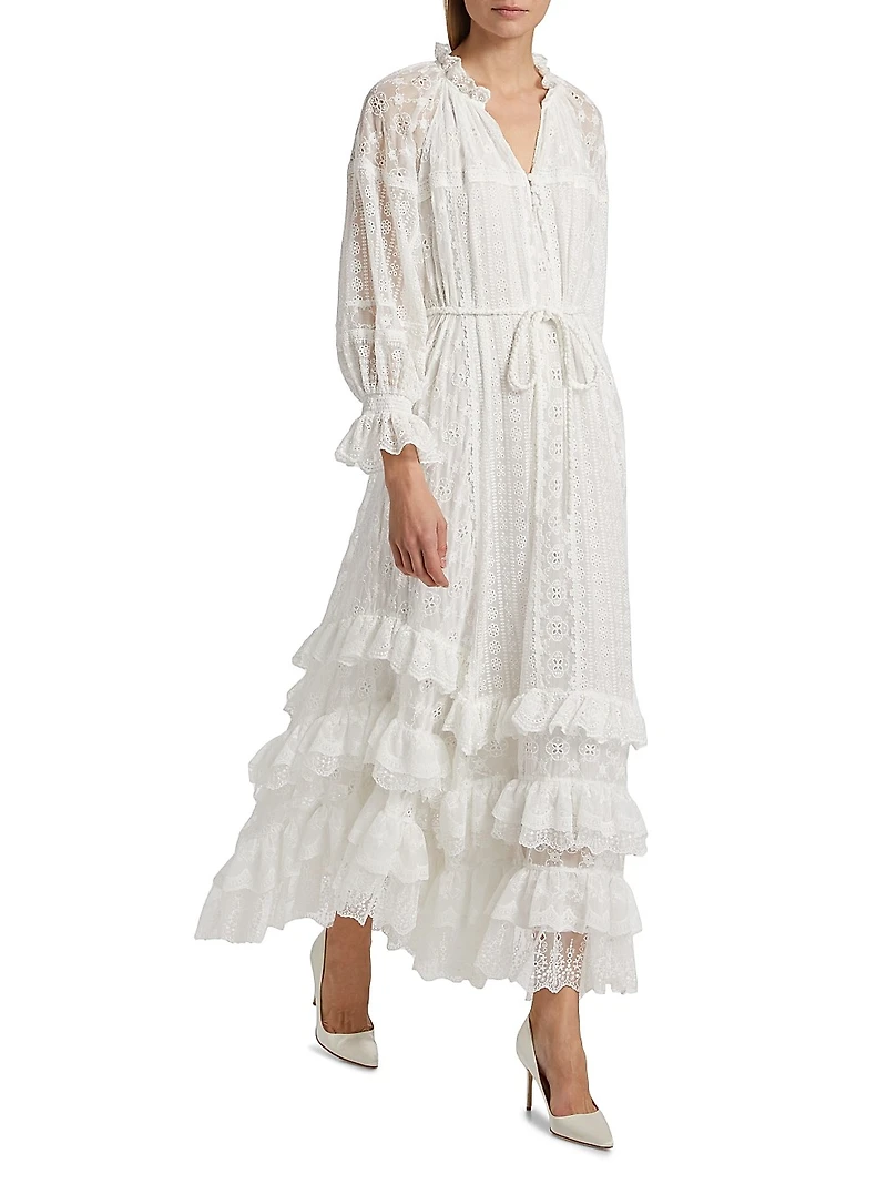 Alycen Eyelet Ruffle Maxi Dress