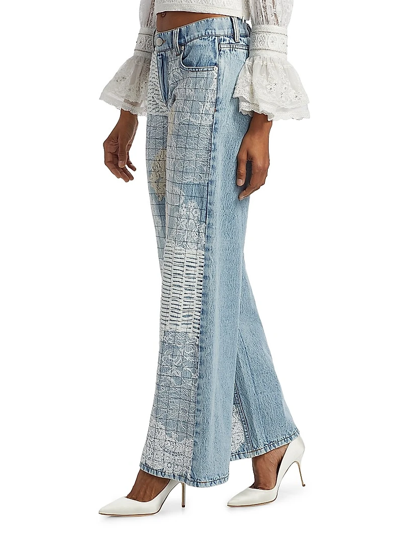 Trish Lr Lace-Trim Straight-Leg Jeans