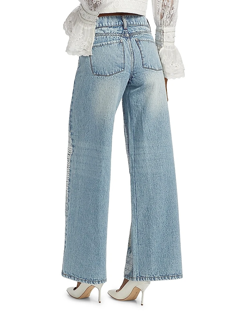 Trish Lr Lace-Trim Straight-Leg Jeans