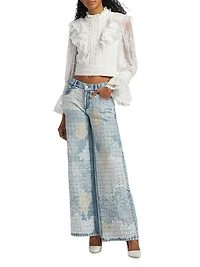 Trish Lr Lace-Trim Straight-Leg Jeans