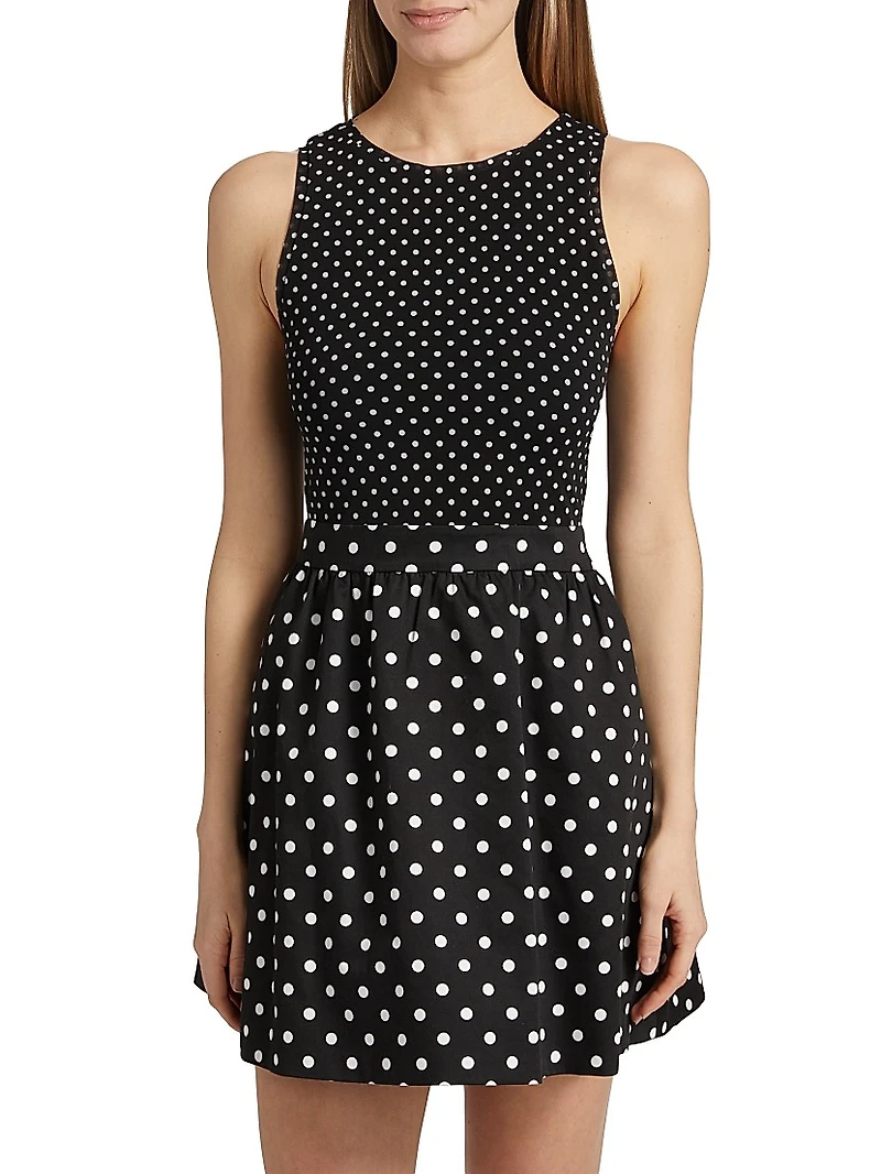Chara Polka Dot Cotton Fit & Flare Minidress