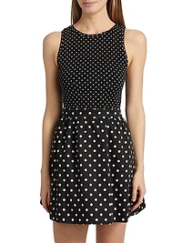 Chara Polka Dot Cotton Fit & Flare Minidress