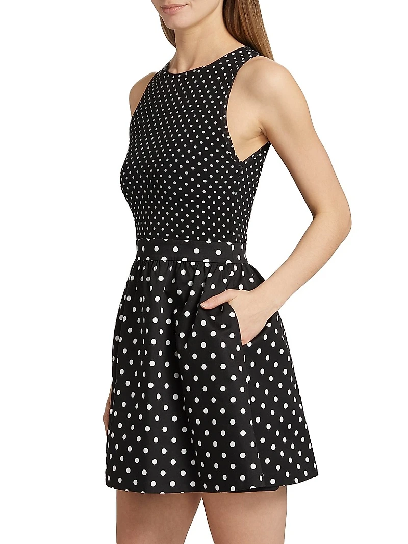 Chara Polka Dot Cotton Fit & Flare Minidress