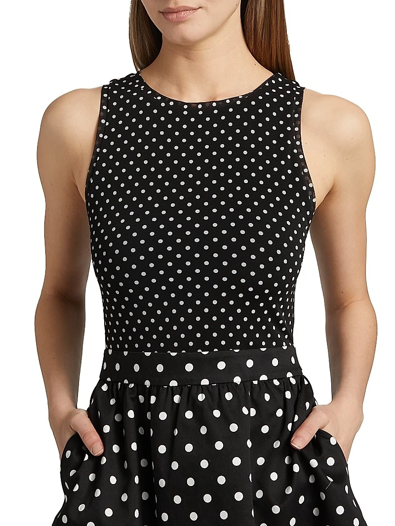 Chara Polka Dot Cotton Fit & Flare Minidress