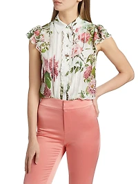 Minda Floral Silk & Lace Blouse