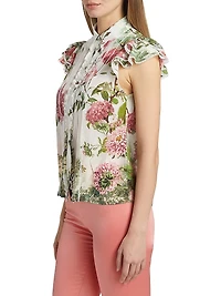 Minda Floral Silk & Lace Blouse