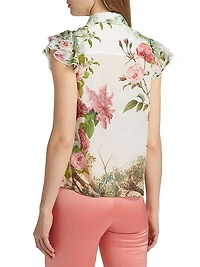 Minda Floral Silk & Lace Blouse