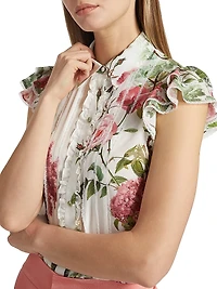 Minda Floral Silk & Lace Blouse