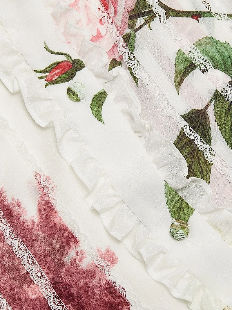 Minda Floral Silk & Lace Blouse