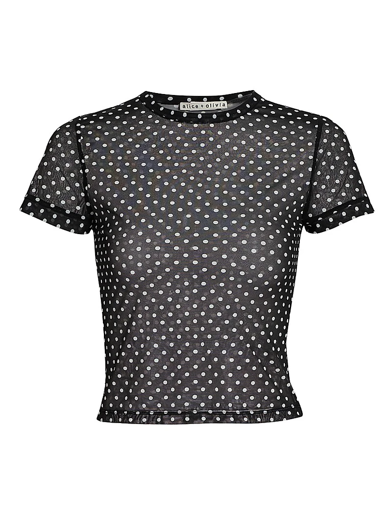 Tess Polka Dot Sheer Crewneck T-Shirt