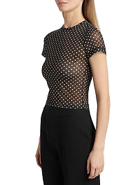 Tess Polka Dot Sheer Crewneck T-Shirt