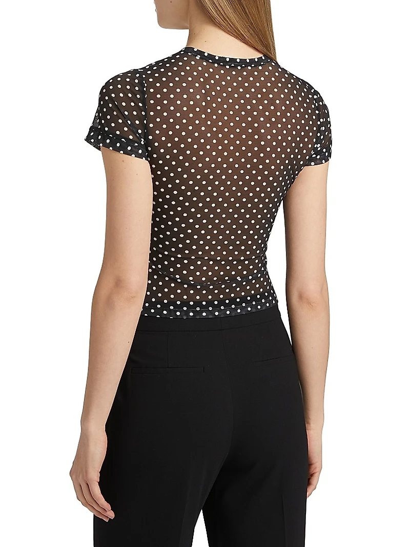 Tess Polka Dot Sheer Crewneck T-Shirt