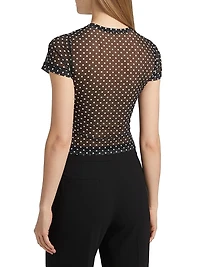 Tess Polka Dot Sheer Crewneck T-Shirt