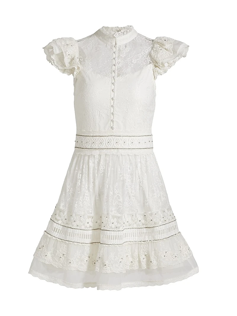 Vernita Lace Ruffle Minidress