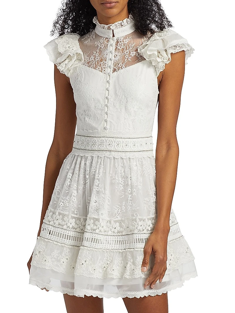 Vernita Lace Ruffle Minidress