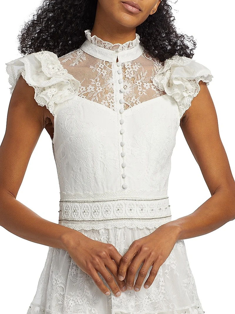 Vernita Lace Ruffle Minidress