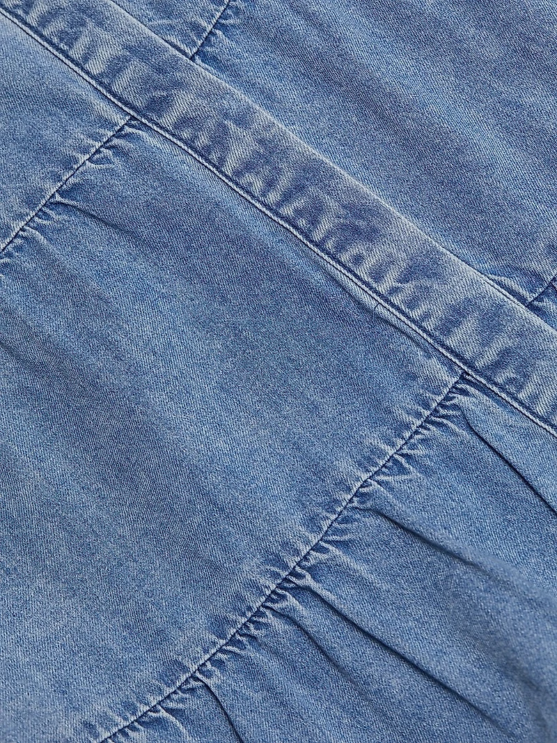 Jem Cotton Denim Tiered Mini-Shirtdress