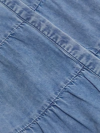 Jem Cotton Denim Tiered Mini-Shirtdress