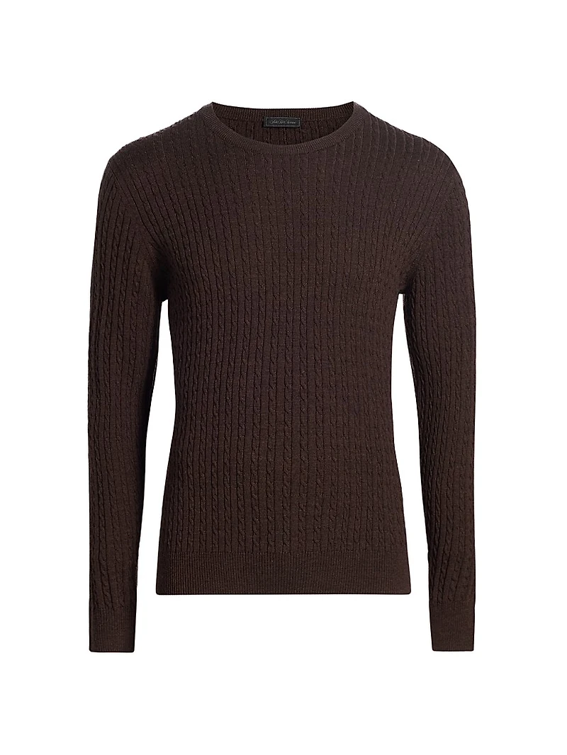 Cable-Knit Wool Crewneck Sweater