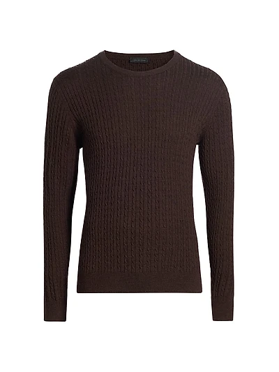 Cable-Knit Wool Crewneck Sweater