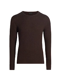 Cable-Knit Wool Crewneck Sweater