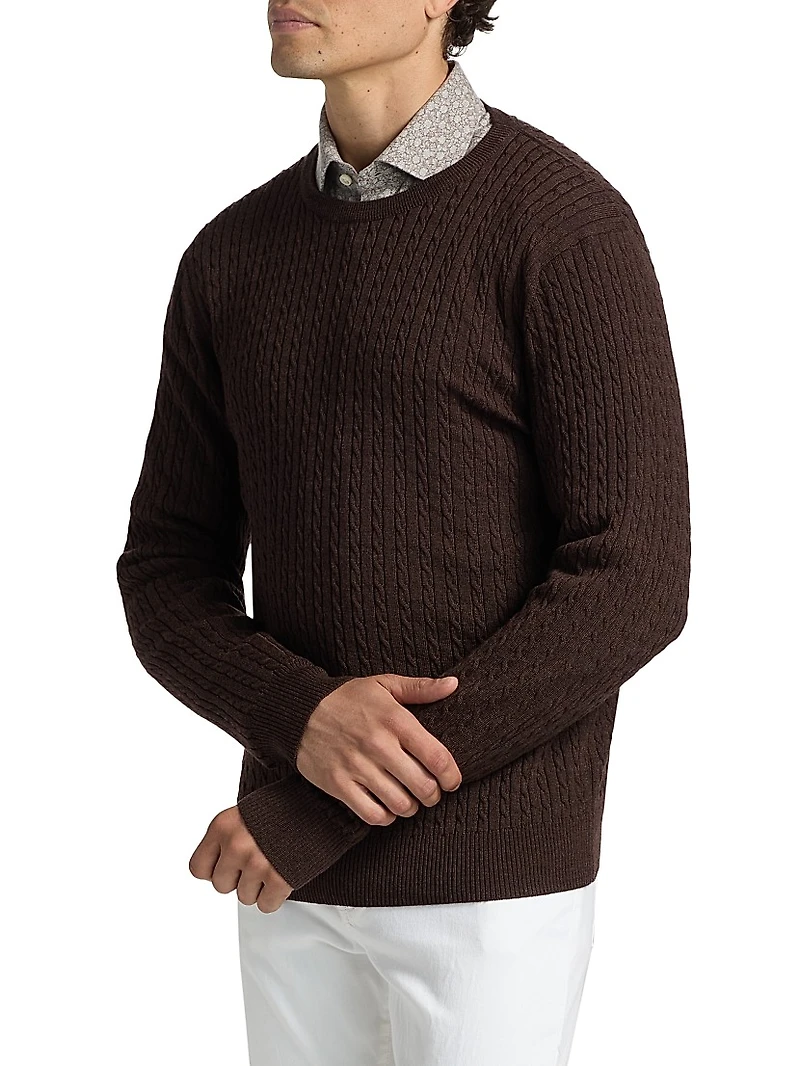 Cable-Knit Wool Crewneck Sweater