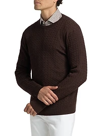Cable-Knit Wool Crewneck Sweater