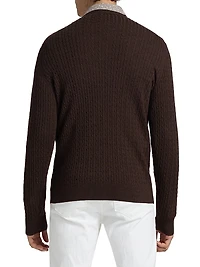 Cable-Knit Wool Crewneck Sweater