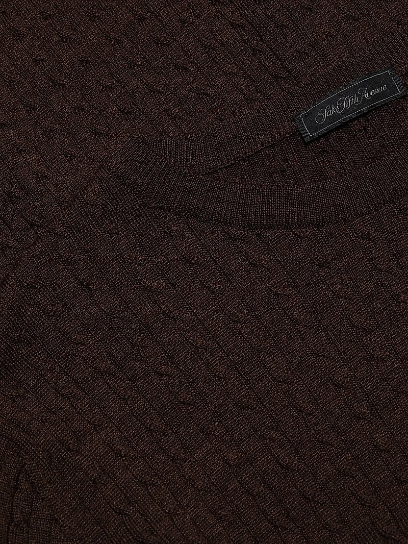 Cable-Knit Wool Crewneck Sweater