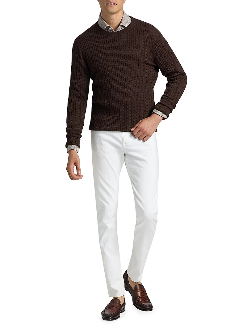Cable-Knit Wool Crewneck Sweater