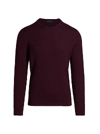 Cable-Knit Wool Crewneck Sweater