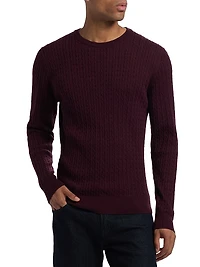 Cable-Knit Wool Crewneck Sweater