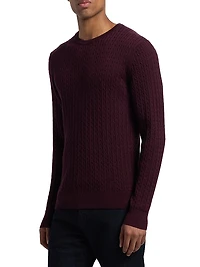 Cable-Knit Wool Crewneck Sweater