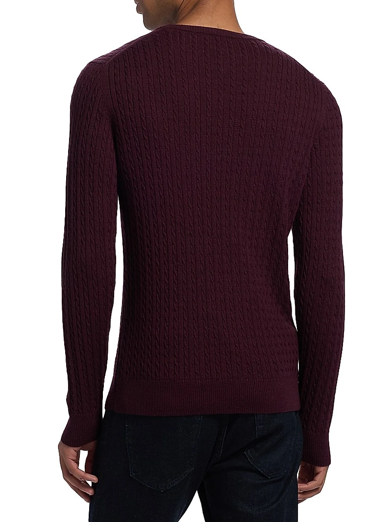Cable-Knit Wool Crewneck Sweater