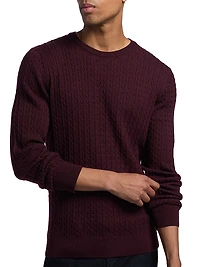 Cable-Knit Wool Crewneck Sweater