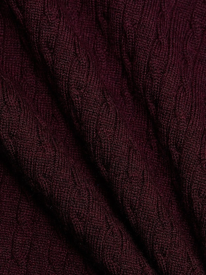 Cable-Knit Wool Crewneck Sweater