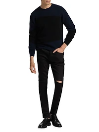 COLLECTION Geometric Colorblock Crewneck Sweater