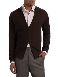 Wool Mock Turtleneck Zip-Front Cardigan