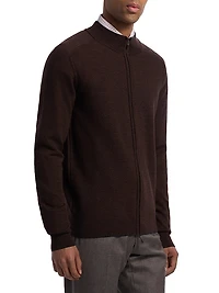 Wool Mock Turtleneck Zip-Front Cardigan